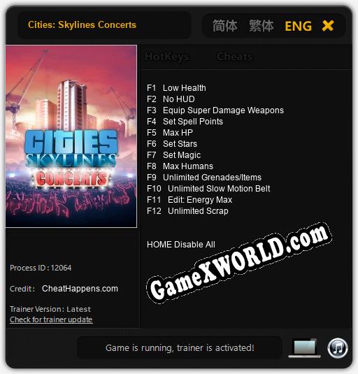 Трейнер для Cities: Skylines Concerts [v1.0.5]