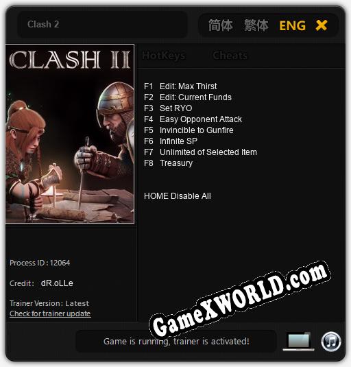 Clash 2: Трейнер +8 [v1.5]