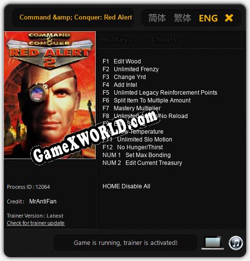 Command & Conquer: Red Alert 2: ТРЕЙНЕР И ЧИТЫ (V1.0.39)