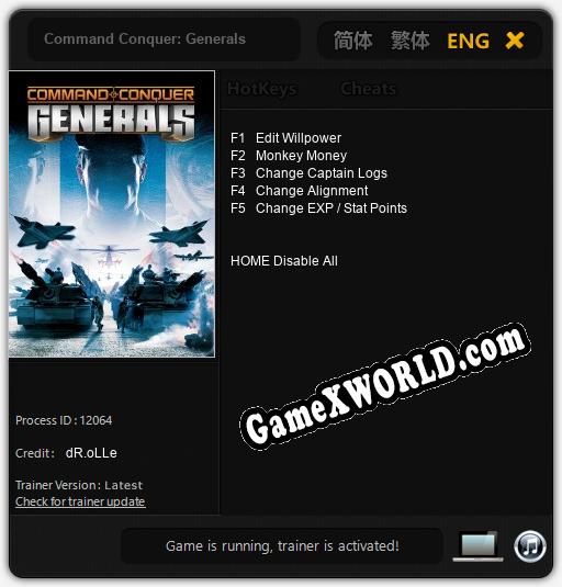 Command Conquer: Generals: Трейнер +5 [v1.8]