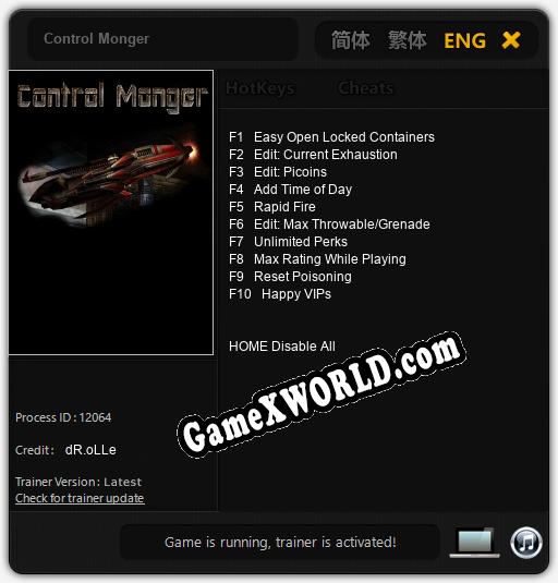 Control Monger: Читы, Трейнер +10 [dR.oLLe]