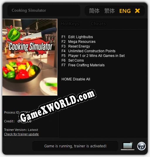 Трейнер для Cooking Simulator [v1.0.7]