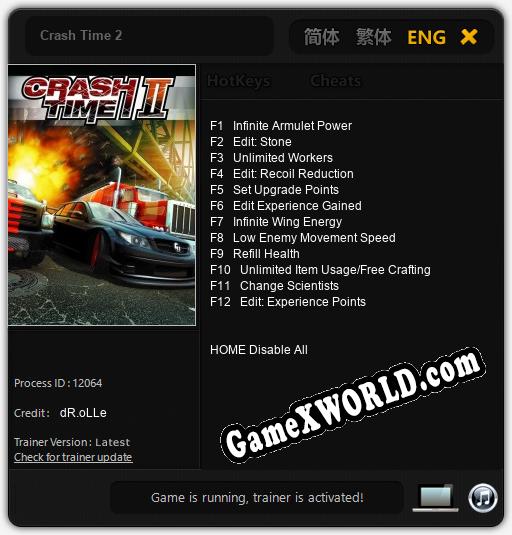 Crash Time 2: Трейнер +12 [v1.8]