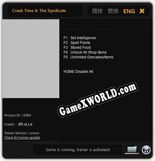Crash Time 4: The Syndicate: Трейнер +5 [v1.3]