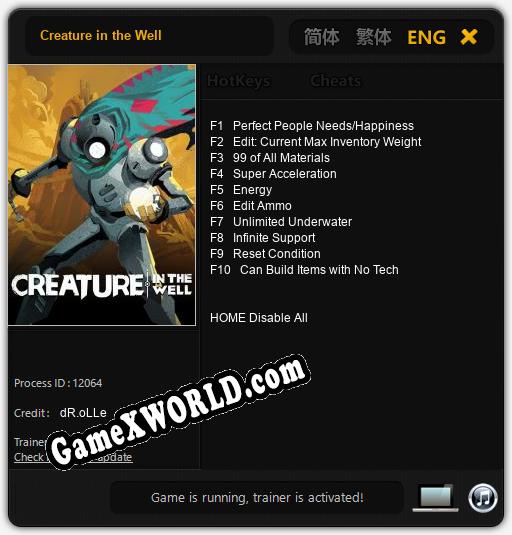 Трейнер для Creature in the Well [v1.0.3]