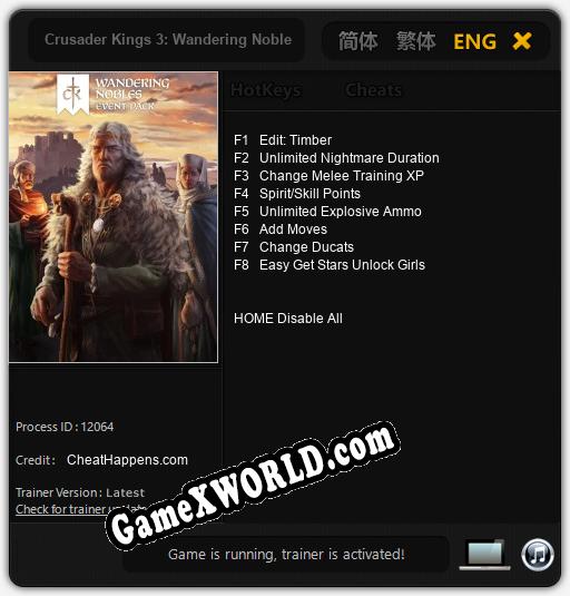 Crusader Kings 3: Wandering Nobles: ТРЕЙНЕР И ЧИТЫ (V1.0.36)