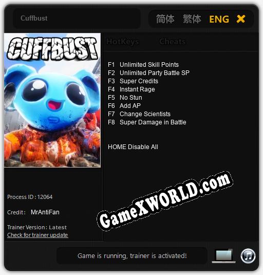 Cuffbust: Трейнер +8 [v1.3]