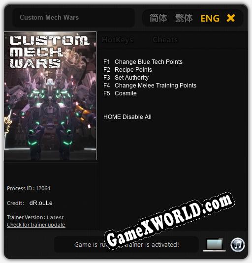 Трейнер для Custom Mech Wars [v1.0.5]