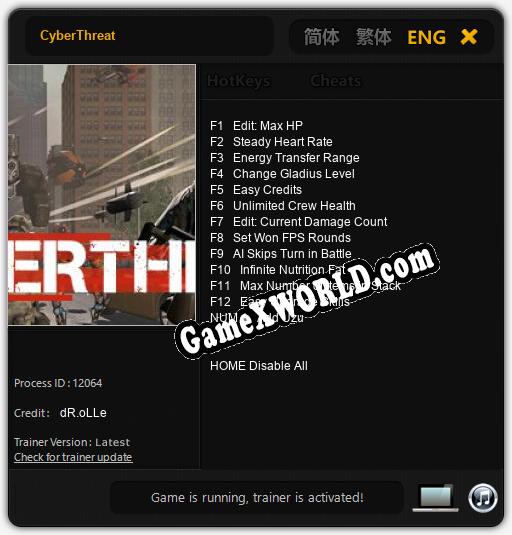 Трейнер для CyberThreat [v1.0.2]