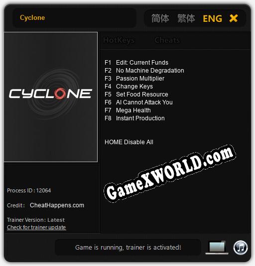 Трейнер для Cyclone [v1.0.2]