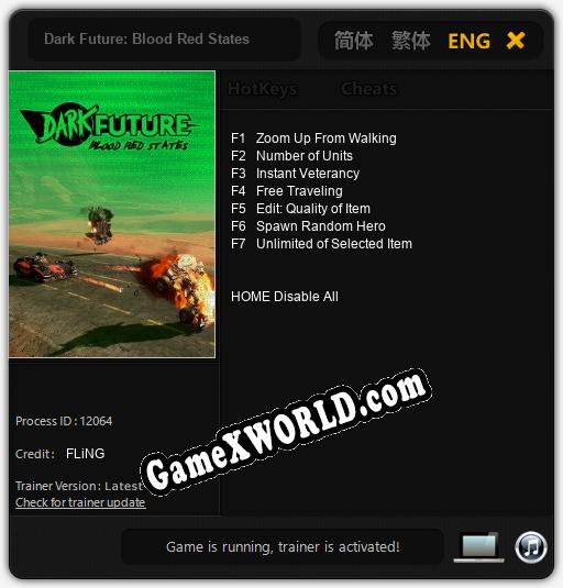 Dark Future: Blood Red States: Трейнер +7 [v1.6]