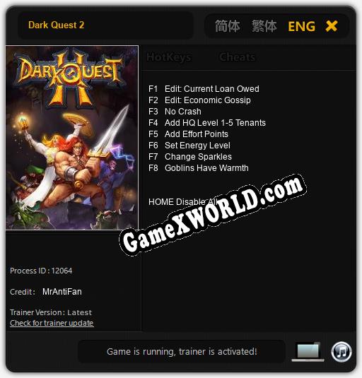 Трейнер для Dark Quest 2 [v1.0.1]