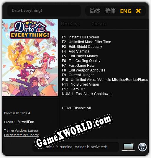 Date Everything!: ТРЕЙНЕР И ЧИТЫ (V1.0.62)