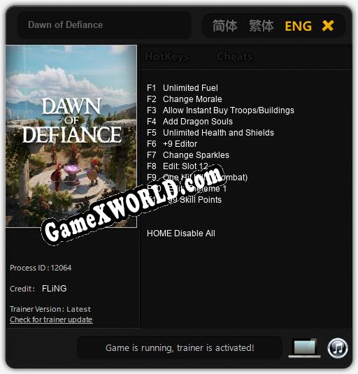 Трейнер для Dawn of Defiance [v1.0.9]