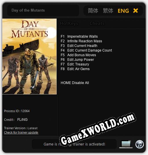 Трейнер для Day of the Mutants [v1.0.4]