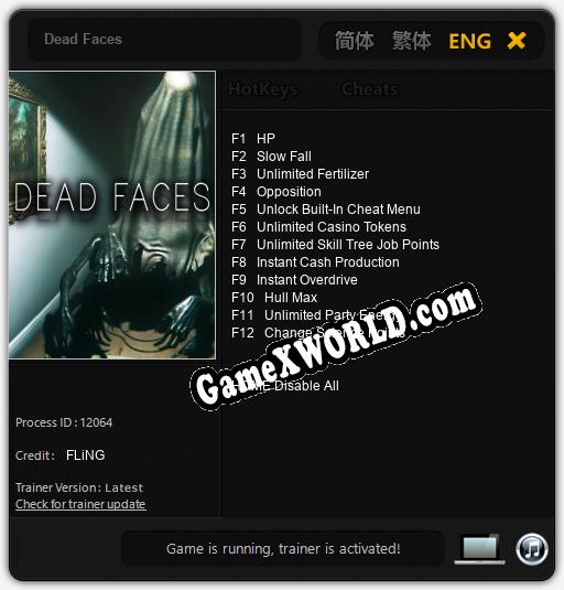 Трейнер для Dead Faces [v1.0.4]