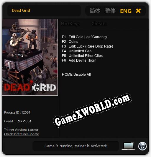 Dead Grid: Трейнер +6 [v1.4]