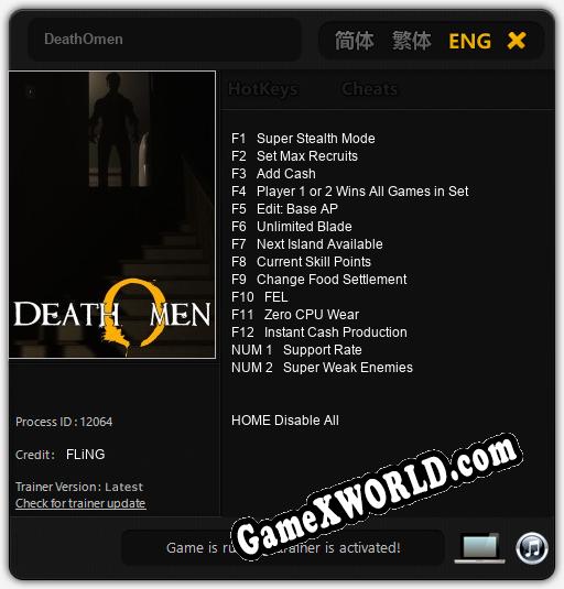 DeathOmen: ТРЕЙНЕР И ЧИТЫ (V1.0.85)