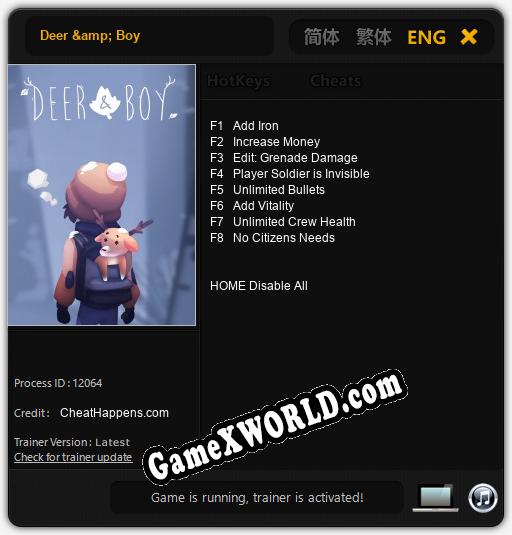 Трейнер для Deer & Boy [v1.0.2]