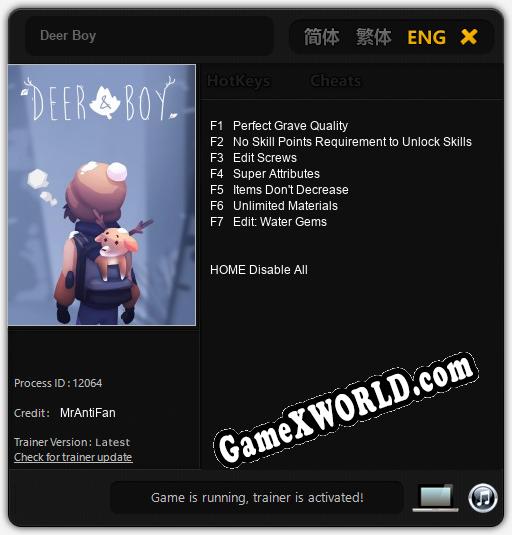 Трейнер для Deer Boy [v1.0.5]