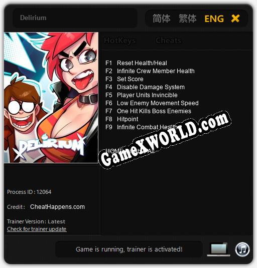 Трейнер для Delirium [v1.0.1]