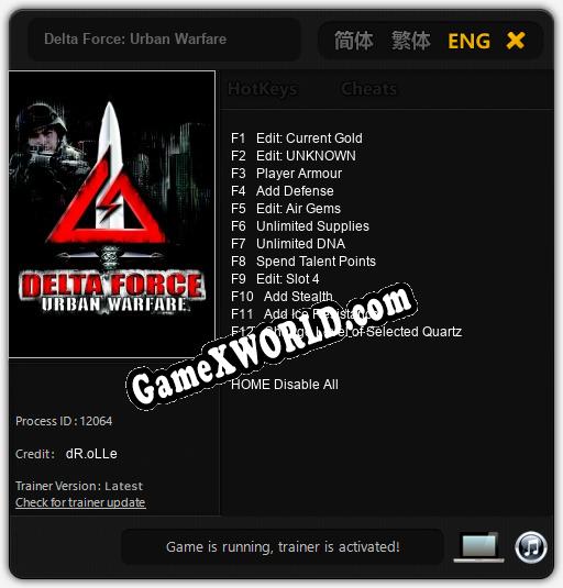 Delta Force: Urban Warfare: Читы, Трейнер +12 [dR.oLLe]