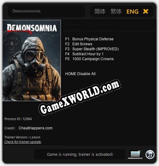 Demonsomnia: Читы, Трейнер +5 [CheatHappens.com]