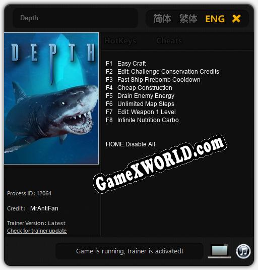 Трейнер для Depth [v1.0.9]