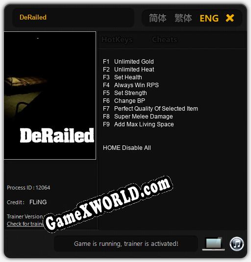 DeRailed: Читы, Трейнер +9 [FLiNG]