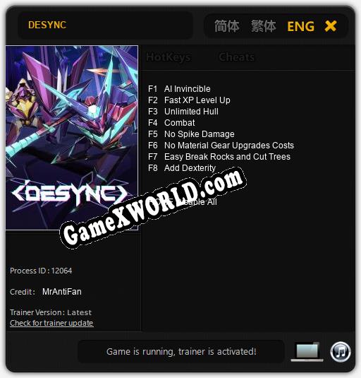 DESYNC: Трейнер +8 [v1.1]