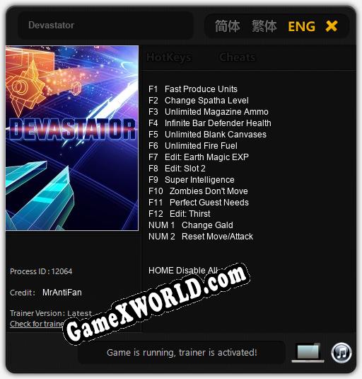 Трейнер для Devastator [v1.0.7]