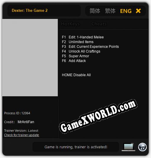 Трейнер для Dexter: The Game 2 [v1.0.3]