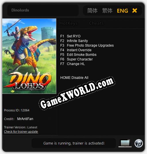 Dinolords: ТРЕЙНЕР И ЧИТЫ (V1.0.65)
