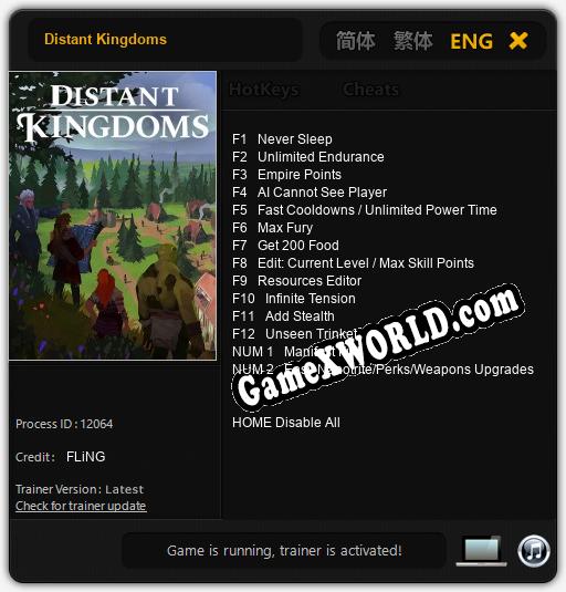 Трейнер для Distant Kingdoms [v1.0.8]