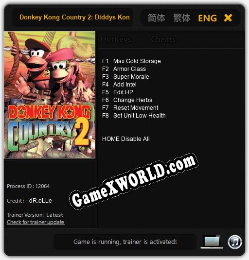 Donkey Kong Country 2: Diddys Kong Quest: Трейнер +8 [v1.1]