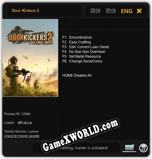 Трейнер для Door Kickers 2 [v1.0.1]