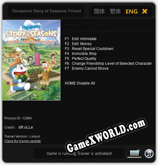 Doraemon Story of Seasons: Friends of the Great Kingdom: Трейнер +7 [v1.4]