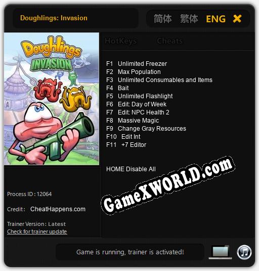 Трейнер для Doughlings: Invasion [v1.0.1]