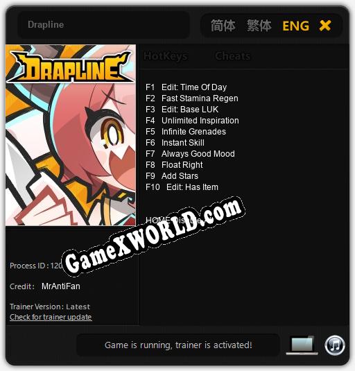 Трейнер для Drapline [v1.0.1]