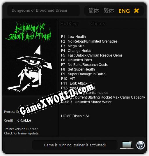 Dungeons of Blood and Dream: ТРЕЙНЕР И ЧИТЫ (V1.0.59)