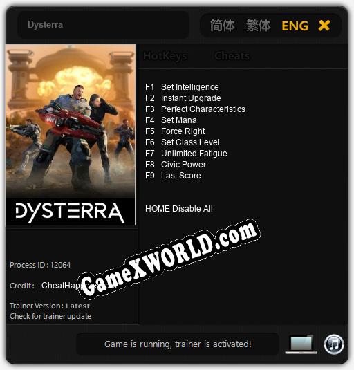 Трейнер для Dysterra [v1.0.6]