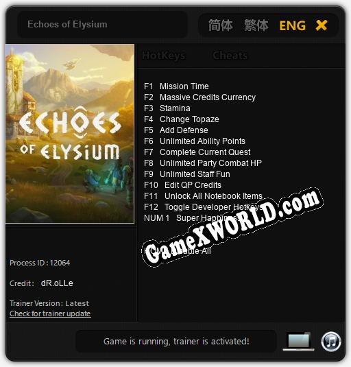 Трейнер для Echoes of Elysium [v1.0.8]