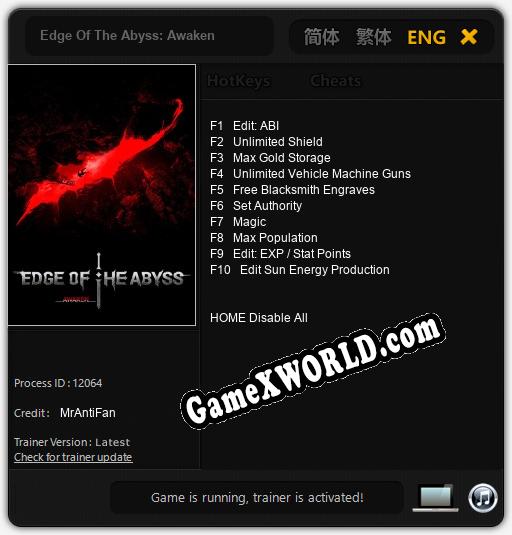 Трейнер для Edge Of The Abyss: Awaken [v1.0.3]