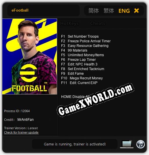 eFootball: Читы, Трейнер +11 [MrAntiFan]
