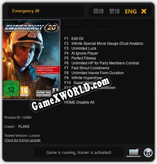 Emergency 20: Трейнер +11 [v1.2]