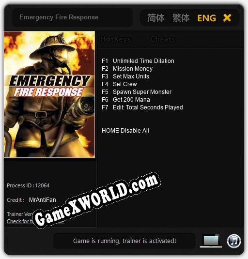 Emergency Fire Response: Трейнер +7 [v1.2]