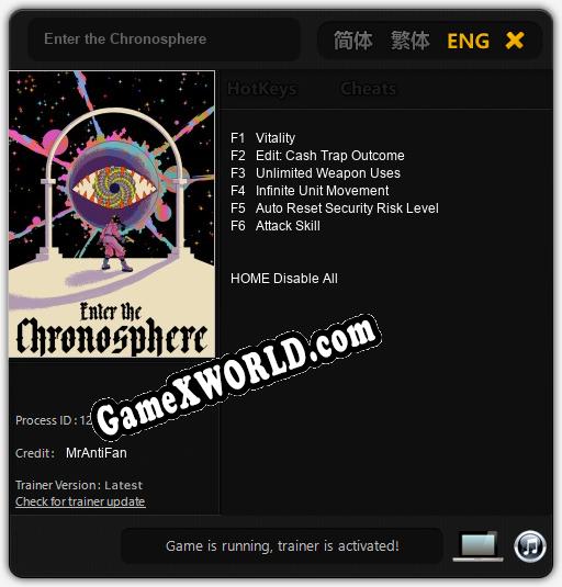 Трейнер для Enter the Chronosphere [v1.0.6]