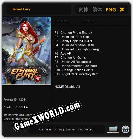 Eternal Fury: ТРЕЙНЕР И ЧИТЫ (V1.0.91)