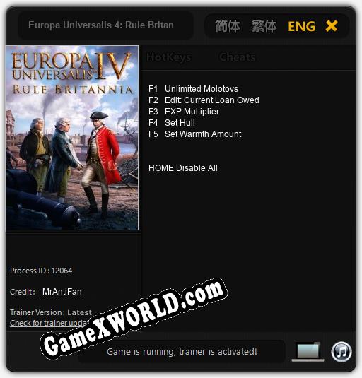 Europa Universalis 4: Rule Britannia: Трейнер +5 [v1.3]