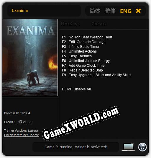 Exanima: Трейнер +9 [v1.1]